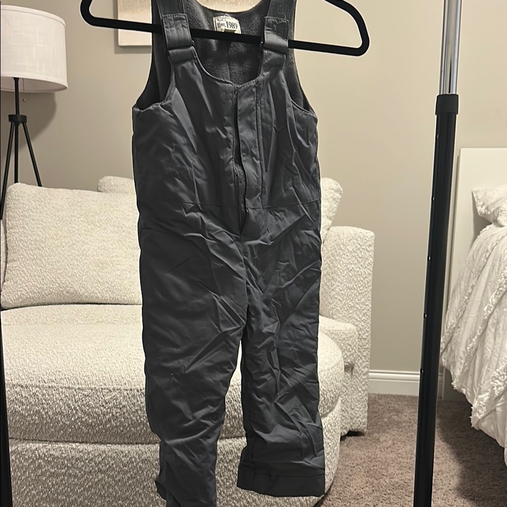 Kids Gray Quilted Snowsuit  with Waterproof Fabric and Shoulder Straps